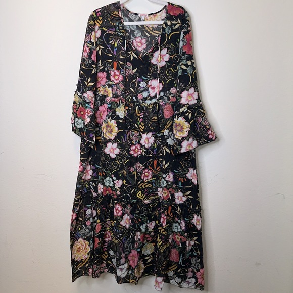 Johnny Was Dresses & Skirts - Johnny Was Womens Buy Peace Ruffle Tiered Dress Sz Large Boho Floral Cotton